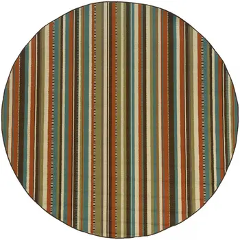 8' X 8' Green Round Indoor Outdoor Area Rug