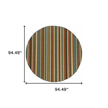 8' X 8' Green Round Indoor Outdoor Area Rug