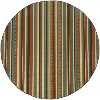 8' X 8' Green Round Indoor Outdoor Area Rug