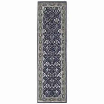 8' Ivory Floral Runner Rug