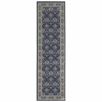 8' Ivory Floral Runner Rug