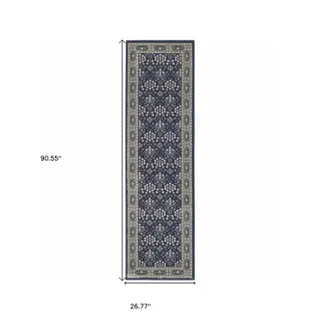 8' Ivory Floral Runner Rug