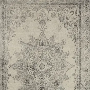 7' X 10' Ivory And Gray Pale Medallion Area Rug