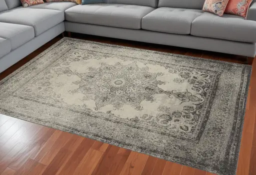 12' X 15' Gray and Ivory Area Rug