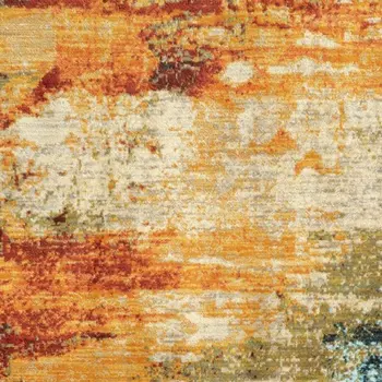 2' X 3' Blue And Orange Area Rug