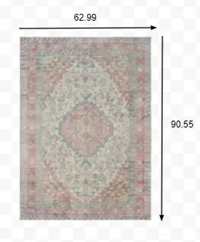 5' X 8' Ivory And Pink Oriental Area Rug
