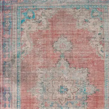 5' X 8' Red And Blue Oriental Area Rug
