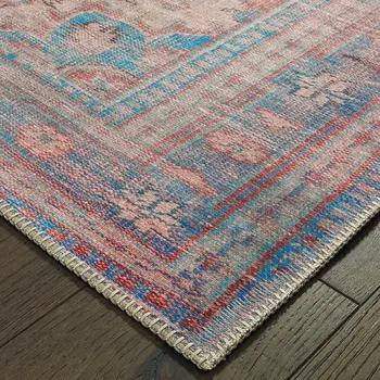 8' X 12' Red And Blue Oriental Area Rug