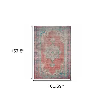 8' X 12' Red And Blue Oriental Area Rug