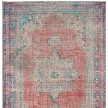 8' X 12' Red And Blue Oriental Area Rug