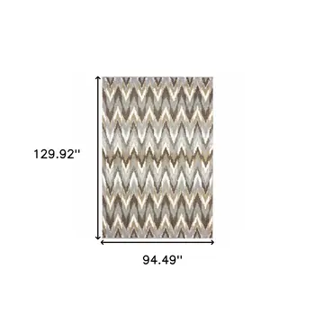 8' X 11' Gray And Taupe Ikat Pattern Area Rug