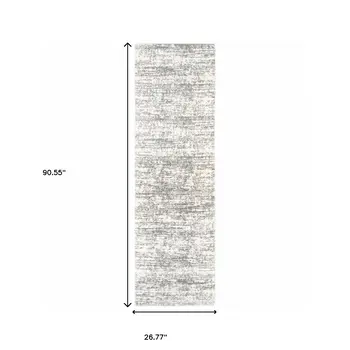 2' X 8' Ivory And Gray Abstract Strokes Runner Rug