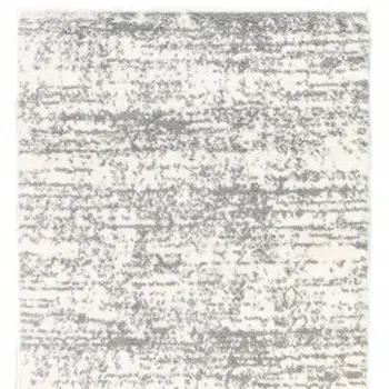 2' X 8' Ivory And Gray Abstract Strokes Runner Rug