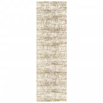 2' X 8' Ivory And Gray Abstract Strokes Runner Rug