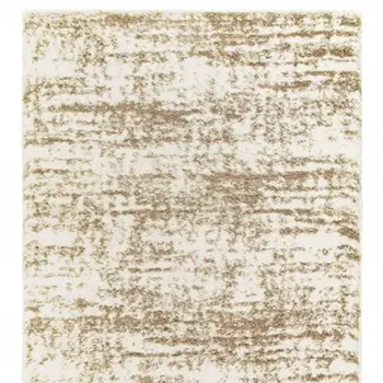 2' X 8' Ivory And Gray Abstract Strokes Runner Rug