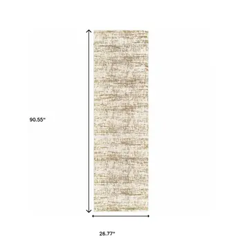 2' X 8' Ivory And Gray Abstract Strokes Runner Rug