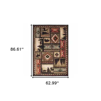 5' X 7' Brown and Black Area Rug