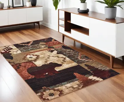 4' X 6' Green and Ivory Power Loom Area Rug