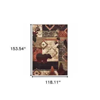 10' X 13' Rustic Brown Animal Lodge Area Rug