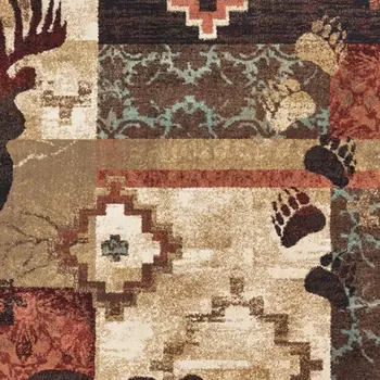 10' X 13' Rustic Brown Animal Lodge Area Rug