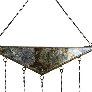 12" X 13" Antiqued Brass And Glass Moon Phase Hanging Dimensional Sculpture