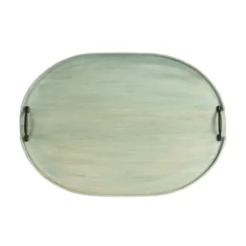 27" Green Mango Oval Serving Tray With Handles