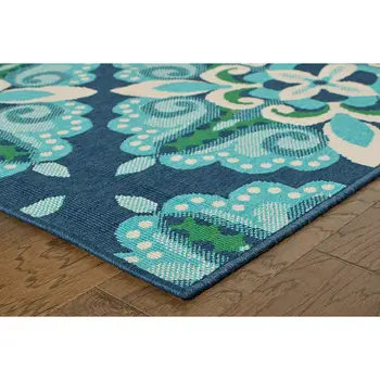 2' X 3' Blue And Green Indoor Outdoor Area Rug