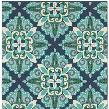 2' X 3' Blue And Green Indoor Outdoor Area Rug