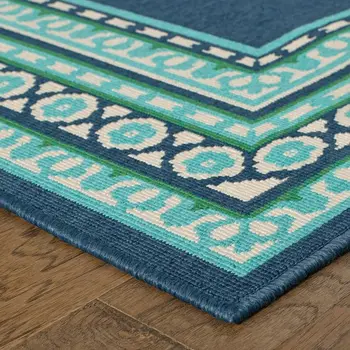 2' X 3' Blue and Green Indoor Outdoor Area Rug