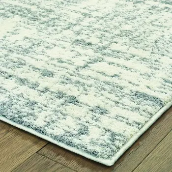 2' X 3' Gray and Ivory Shag Power Loom Area Rug