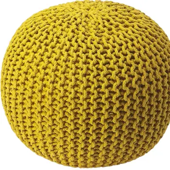 19" Gold Round Pouf Ottoman