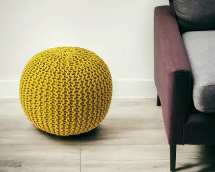 19" Gold Round Pouf Ottoman