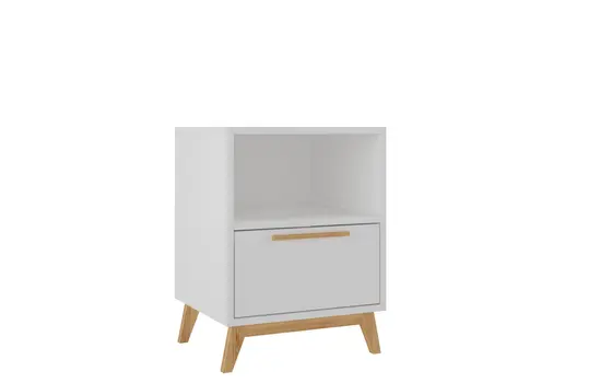 Modern White And Natural Flair Night Stand