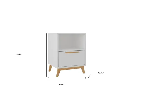 Modern White And Natural Flair Night Stand