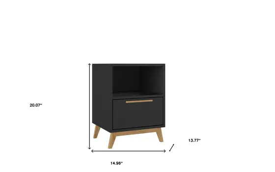 Modern Black And Natural Flair Night Stand