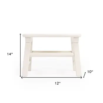 10" White Solid Wood Step Stool