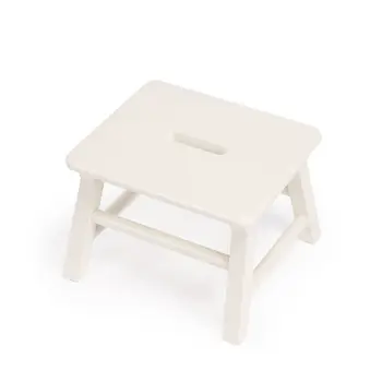 10" White Solid Wood Step Stool