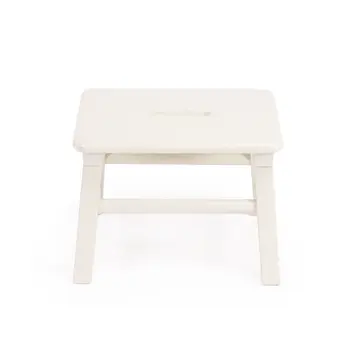 10" White Solid Wood Step Stool