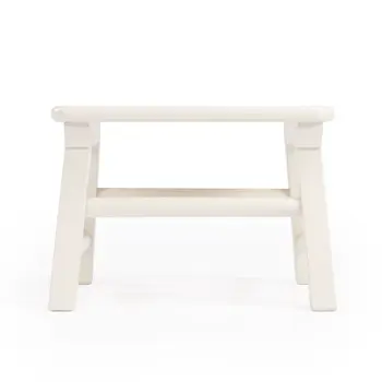 10" White Solid Wood Step Stool