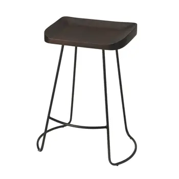26" Dark Brown and Black Manufactured Wood and Iron Backless Counter Height Bar Chair