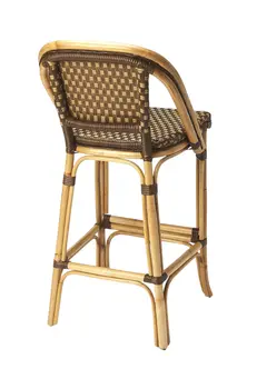 28" Brown Rattan Counter Height Bar Chair