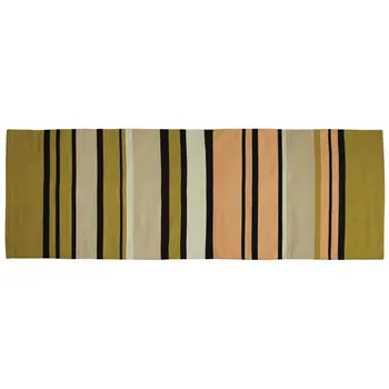 8' Black Tan And White Runner Rug