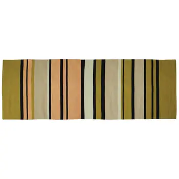 8' Black Tan And White Runner Rug