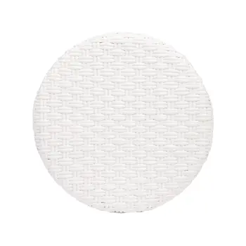 24" White and Natural Heavy Duty Rattan Backless Counter Height Bar Chair