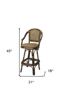 30" Brown Heavy Duty Rattan Bar Chair
