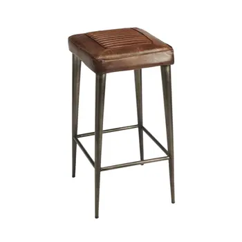 32" Brown and Gray Manufactured Wood and Iron Backless Counter Height Bar Chair