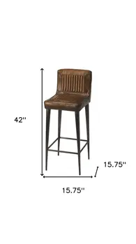 32" Brown and Black Manufactured Wood and Iron Bar Chair