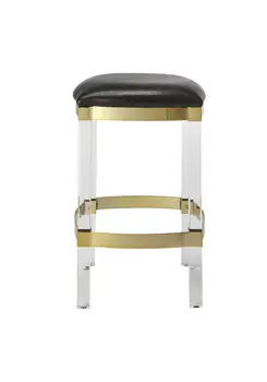 24" Black and Clear Stainless Steel and Steel Backless Counter Height Bar Chair
