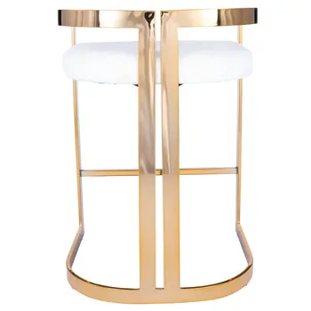28" White and Gold Iron Low Back Counter Height Bar Chair