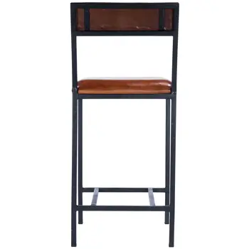 27" Brown and Black Manufactured Wood and Iron Bar Chair
